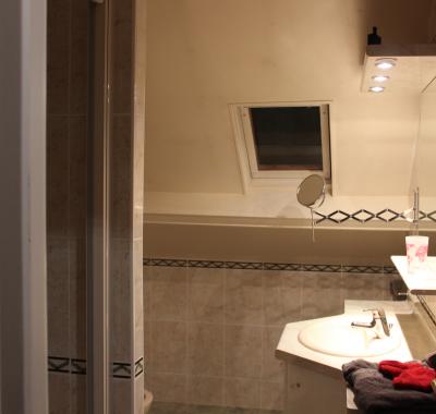 Spacieuse chambre avec kitchenette et salle de bains indépendante.