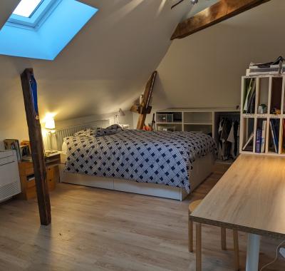 Très grande chambre climatisée, au calme dans maison avec jardin