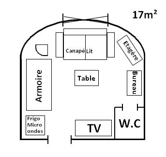Chambre/ Studio 17m2 avec WC -15min Paris