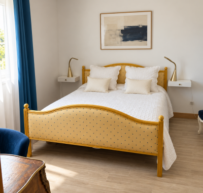 Chambre avec sdb et dressing dans maison avec jaridn